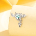 Blue heart zircon angel and devil wing cartilage piercing stud earring in silver - Light Blue Heart Wing Style (A-444)