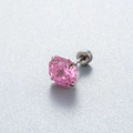 Rosafarbener Zirkonia-Ohrstecker mit Achtkantschliff und Titanstahl-Verschluss - 8mm Zirkonia - 1Stk / Rosa