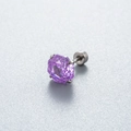 Ohrstecker aus Titanstahl mit lilafarbenem Zirkonia im Rundschliff und 4-Krallen-Fassung - 8mm Zirkonia - 1Stk / Violett
