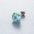 Hellblauer Zirkonia-Ohrstecker im Achteckschliff mit silbernem Titanstahl-Verschluss - 8mm Zirkonia - 1Stk / Hellseeblau