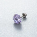 Titanium steel screw stud earring featuring a large purple octagonal cut zircon stone - 8mm Zirconia - 1Pc / Gradient Blue
