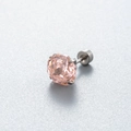 Pink champagne millennium cut zircon earring in silver screw-back titanium steel - 8mm Zirconia - 1Pc / Morganite Pink