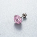 Pink octagonal cubic zirconia stud earring with silver titanium screw back fastening - 8mm Zirconia - 1Pc / Light Pink