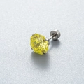 Titanium steel screw stud earring with yellow octagon cut zircon and silver prongs - 8mm Zirconia - 1Pc / Apple Green