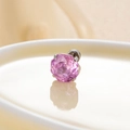 Pink millennium rose cut zircon stud earring with silver titanium steel screw back - 8mm Zirconia - 1Pc / Rose Red