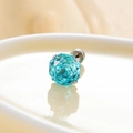 Light blue octagonal cut zircon stud earring with silver titanium steel screw back - 8mm Zirconia - 1Pc / Aqua