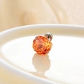 Titanium steel stud earring featuring an octagonal cut orange millennium rose zircon - 8mm Zirconia - 1Pc / Orange