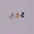 Detailansicht der Blitz-Ohrstecker in Silber, Gold und Schwarz aus rostfreiem Edelstahl - Blitzform (HS271) / Silber