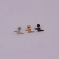 Makro-Detail von Blitz-Ohrsteckern in Silber, Gold und Schwarz mit Kugel-Schraubverschluss - Blitzform (HS271) / Silber