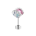 Pink shell stud earring with blue star accent and silver base in marine style - A507-1# Pink + Blue Drip Oil (Stainless Steel External Spiral)