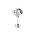 Single silver stud earring with purple shell bead and blue star for cartilage piercing - A507-3# Purple + Blue Drip Oil (Stainless Steel External Spiral)