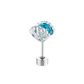 Silver marine stud earring featuring a blue shell and starfish design for ear piercing - A507-4# Lake Blue + Blue Drip Oil (Stainless Steel External Spiral)