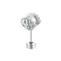 Marine silver shell stud earring featuring white pearl and blue star zircon details - A507-6# Artificial Pearl + Blue Drip Oil (Stainless Steel External Spiral)