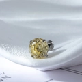 Ohrstecker aus Titanstahl mit großem gelbem Rundzirkon in einer Vier-Krallen-Fassung - 6mm Zirkon (Einzelstück) / Gansgelb