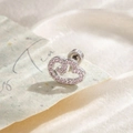 Exquisite silver-toned hollow heart ear stud featuring pink zircon stones for women - Light Pink Left Wing (A668-2) / Single Piece