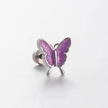 Titanium steel butterfly screw back earring with purple glitter wings for women - Purple Glitter Butterfly (A01-8#)