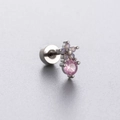 Pink heart and purple floral zircon screw-back titanium steel stud earring for women - Blue Opal Flower with Pink Zircon Style (A108-2#)