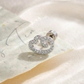 Cloud shaped silver stud earring with pavé light blue crystals and screw flat back - Light Sea Blue Right Wing (A668-3) / Single Piece