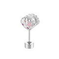 Silver shell cartilage stud earring with pink star pattern and gemstone accents - A508-6# Artificial Pearl + Pink Drip Oil (Stainless Steel External Spiral)