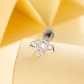 Silver titanium steel ear bone stud with angel wings and heart cubic zirconia - White (Single Piece)