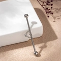 Silver industrial barbell earring featuring a hollow heart pendant with aurora stone inlay - Clear Rhinestone Heart Style (2#)