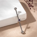 Industrial barbell earring featuring a purple star cubic zirconia on a stainless steel bar - Purple Five-Pointed Star Style (11#)