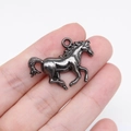 Gunmetal running horse alloy charm pendant for DIY jewelry and necklaces - Gun Black (D11654)