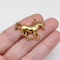 Running horse pendant in antique gold finish for DIY jewelry making and crafts - Ancient Gold (D10564)