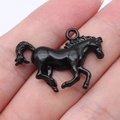 30x22mm black horse charm pendant in running pose for DIY jewelry making - Electrophoretic Black (D11746)