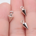 Three silver cone pendants with rings for DIY jewelry necklaces and earrings - White Gold