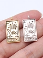 Fortune tarot card pendant with hand and eye relief in gold and silver finish - Fortune Style / Antique Gold