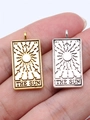 Rectangular tarot The Sun pendant in gold and silver finish with embossed patterns - The Sun Style / Antique Gold