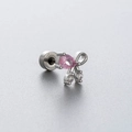 Titaniumstalen kraakbeen oorknopje met roze zirkoon strik en peervormige edelsteen - Strikstijl (A35-3) / Roestvrij Staal Externe Spiraal / Zilver