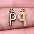 Antique bronze lowercase p and q alphabet letter pendants for DIY jewelry crafting - Capital Letter P (A13223)
