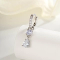 Boucles d'oreilles pendantes en argent avec zircone transparente taille poire - Violet Bleu (Pièce Unique)