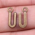 U-shaped antique bronze alphabet pendant charms for DIY jewelry held by hand - Capital Letter U (A13228)