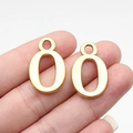 Golden oval number zero pendant with mirror finish for DIY jewelry making - Antique Gold Number 0 (D10695)