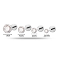 Titanium piercing studs with 2.5mm to 5mm round cubic zirconia in silver-tone set - 2.5mm / White