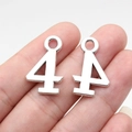 Silver alloy number 4 charm for DIY jewelry held by fingers for size scale display - Antique Silver Number 4 (B18259)