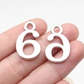 Polished silver metal number 6 or 9 pendant charm for DIY jewelry making on fingertips - Antique Silver Number 6 (B18261)