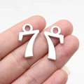 Silver alloy number 7 charms for DIY jewelry making with top loops, two pieces set - Antique Silver Number 7 (B18262)