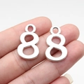 Silver metal number 8 pendant charm with ring for DIY jewelry making, pair set - Antique Silver Number 8 (B18263)