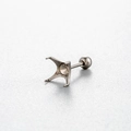 F136 Titan 4-Krallen Ohrstecker Basis mit Schraubverschluss für DIY Schmuckherstellung - Ohrring-Komponente (Titan-Zubehör 23) / 7mm Krappenfassung (1 Stück) / Silber