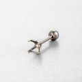 F136 Titan-Ohrstecker mit Vier-Krallen-Fassung und silbernem Schraubverschluss - Ohrring-Komponente (Titan-Zubehör 23) / 4mm Krappenfassung (1 Stück) / Silber