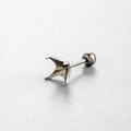 F136 Titan Ohrstecker Basis mit vier Krallen und Schraubverschluss in Silberglanz - Ohrring-Komponente (Titan-Zubehör 23) / 6mm Krappenfassung (1 Stück) / Silber