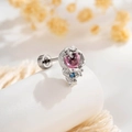 Ohrstecker Sternen-Ozean-Design mit pink-violettem Edelstein und blauem Stein - Edelstahl Externe Spirale / Rosa