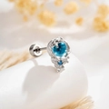Ohrstecker mit blauem Perlen-Muscheldesign und Sternanhänger aus silbernem Edelstahl - Edelstahl Externe Spirale / Seeblau