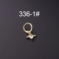 Golden snake-shaped earring with heart-shaped zircon and angel wings detail - Heart Wings Style (1#)