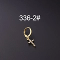 Single gold earring with marquise-cut zircon cross charm and polished metal finish - Cross Style (2#)