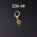 Golden snake pendant earring with scale texture on dark background, single piece - S-Snake Style (4#)